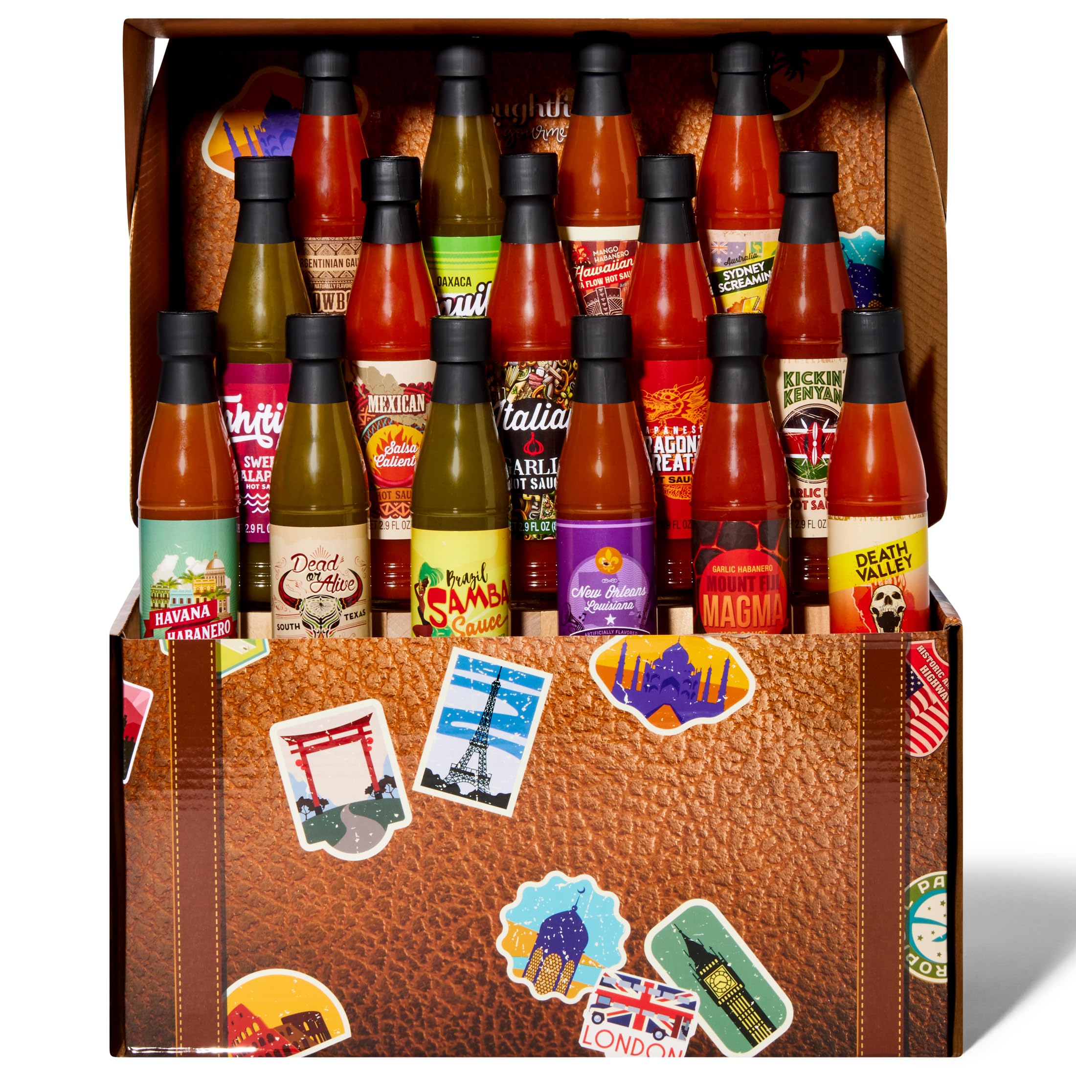 Thoughtfully Gourmet, World Traveler Suitcase Hot Sauce Gift Set